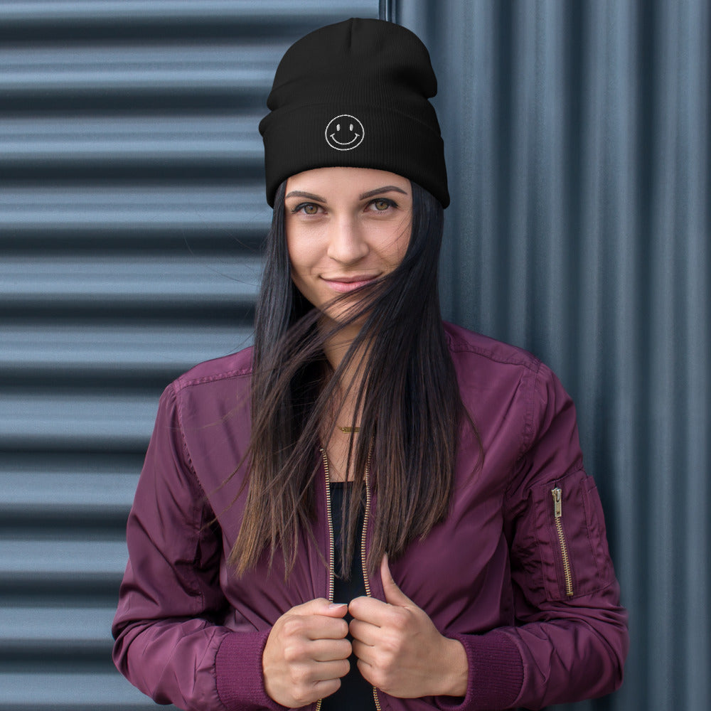 Smiley Embroidered Beanie